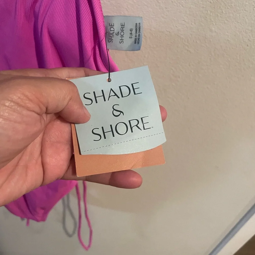 NWT Shade & Shore‎ Bright Pink One Piece Bikini Size Small